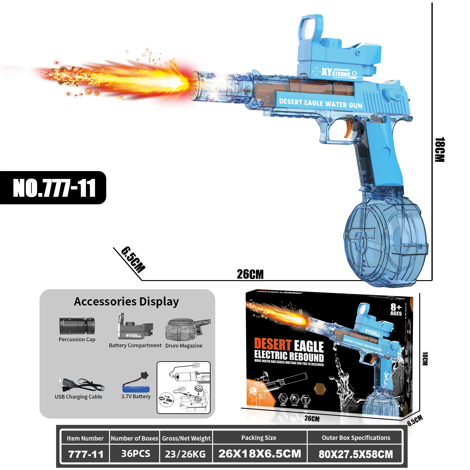 777-11 Electric Desert Eagle Water Gun (Fire Hat Edition)