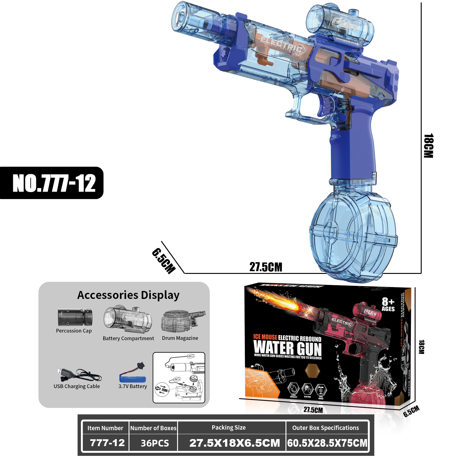 777-12 Electric continuous ice rat water gun
