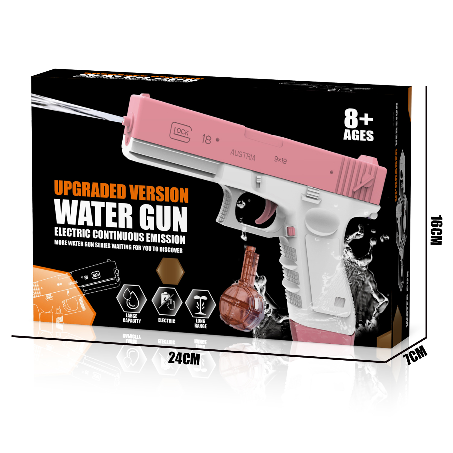 777-17 Glock electric water gun (magazine version+drum version)